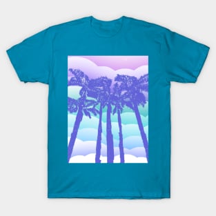 Retro Blue Palm Trees T-Shirt